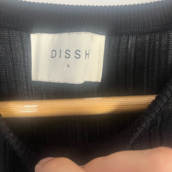 Dissh Sheer Black Long Sleeve Midi Dress size Large Flawed - Picture 3 of 7